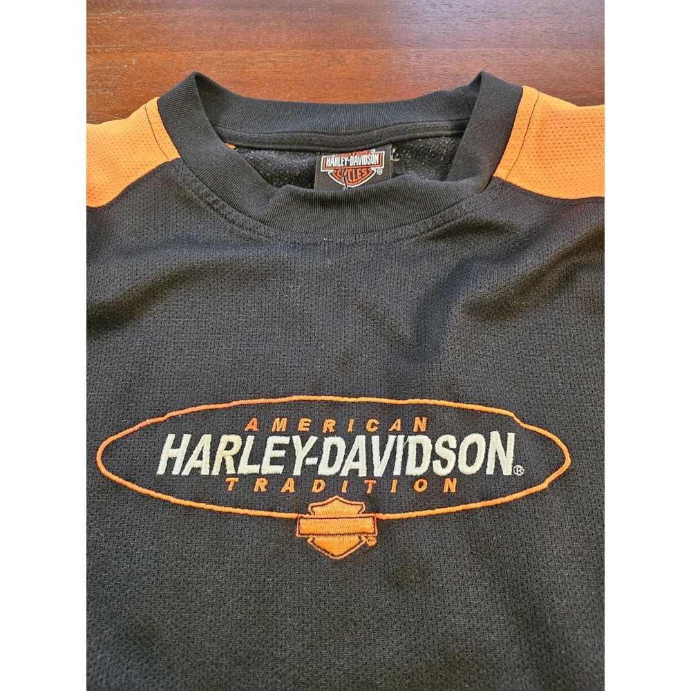 HARLEY-DAVIDSON Motorcycle MEN'S BLACK Orange Size Large Valparaiso Indiana - Picture 3 of 7